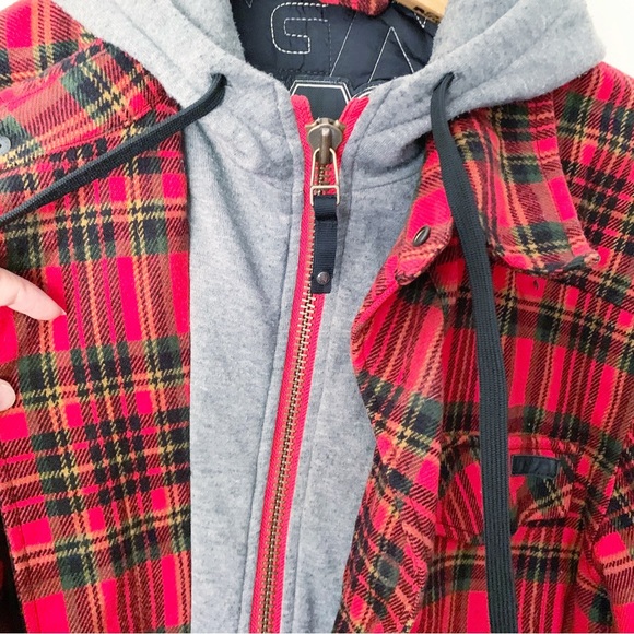 ANALOG Red Plaid Layered Men’s jacket Sz M - Picture 2 of 11